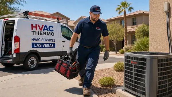 Emergency HVAC repair technician responding to a call in Henderson, NV